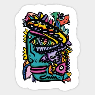 Aztec Mask of Life and Dreams Sticker